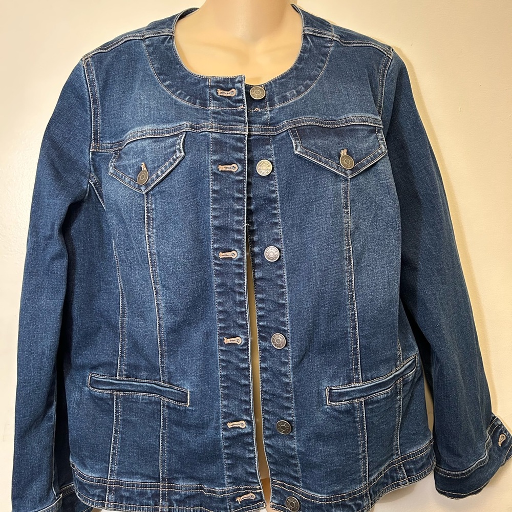 Women's denim jacket. Chico’s brand. Size 12.